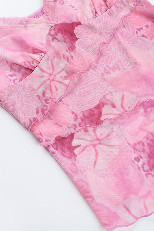 Floral Print V Neck Slim Cami Top