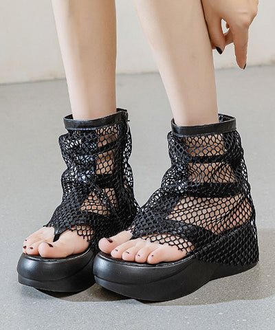 Atmungsaktive Mesh-Klipp-Zehenstiefel im europäischen und amerikanischen Stil mit weißer Plateausohle 