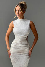 Textured Backless Bodycon Maxi Dress