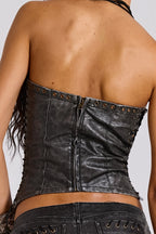 Lace-Up Halter Strapless Tank Top