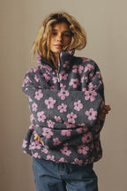Floral Fleece Warm Fuzzy Sweatshirt
