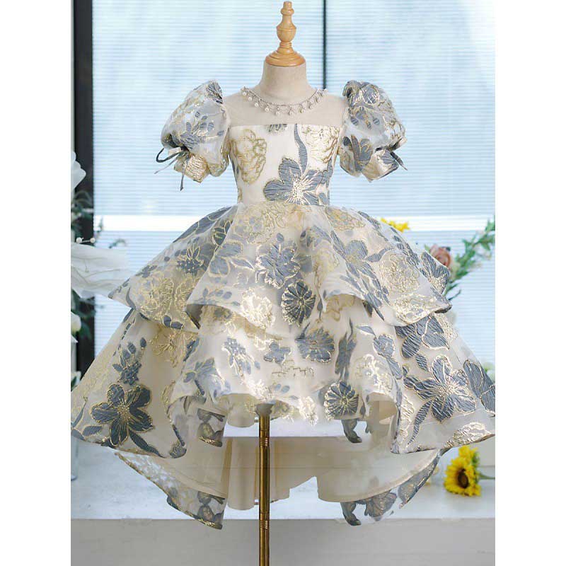 Niedliches Kleid mit Blumenstickerei für Babys und Kleinkinder, Festkleid für die Erstkommunion, Prinzessinnenkleid 