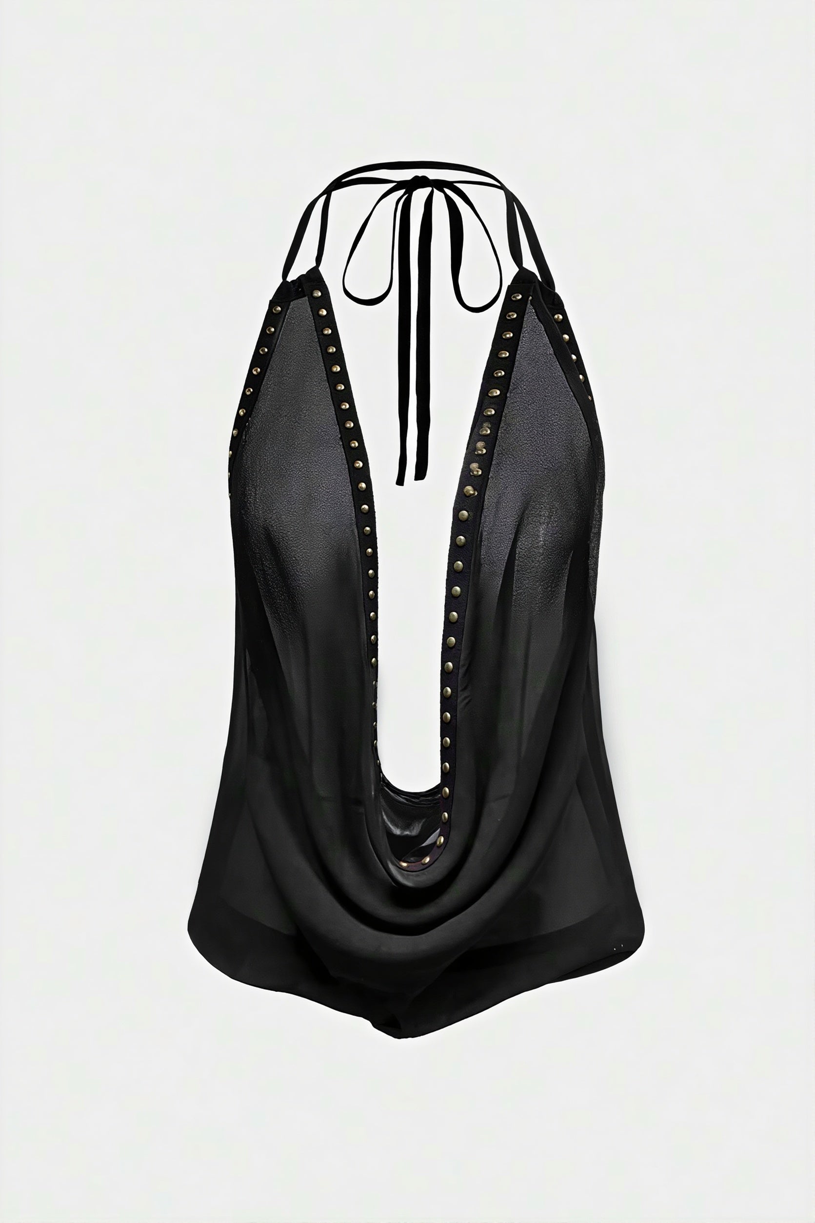 Halter Deep V Backless Rivet Fitted Tank Top
