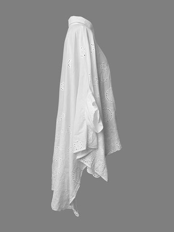 Cap Sleeve Loose Asymmetric Solid Color Lapel Collar Blouses&Shirts Tops