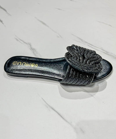 Summer Boutique Fashion Green Slide Sandals Zircon