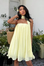 Chiffon Cutout Back Elegant Mini Dress