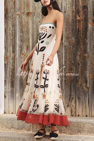 Rückenfreies Resort-Maxikleid aus Chiffon mit botanischem Print und Sling 