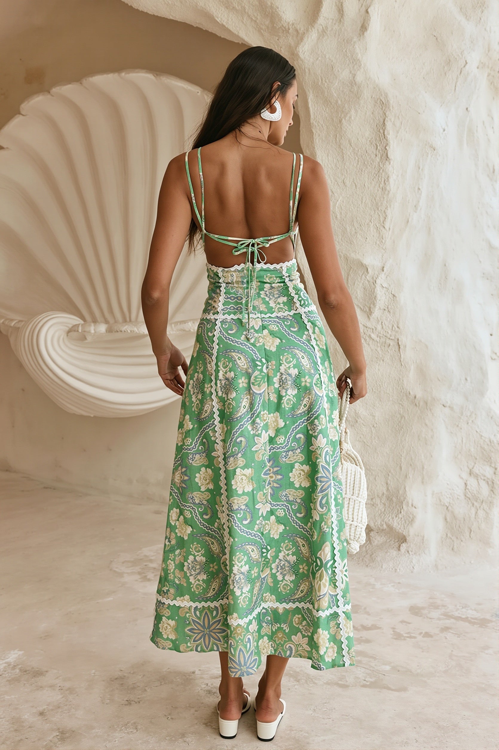 Fresh Floral Lace Spliced Long Boho Dress