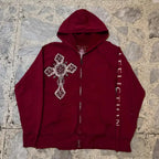 Dark Crimson Oversize Zipper Hoodie