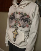 Dark Eyes Print Athletic Hoodie