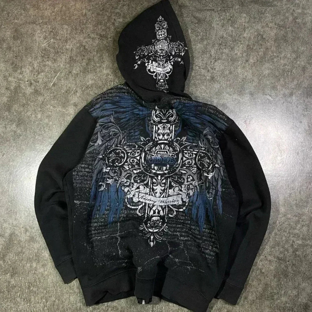 Dark Eyes Print Athletic Hoodie