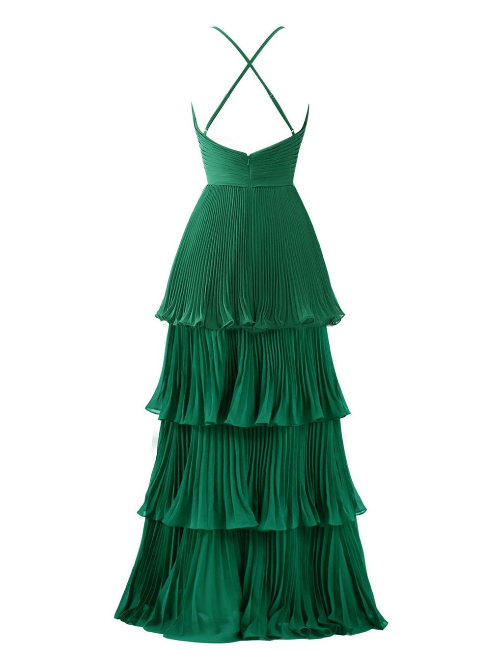 A-Line Tiered Floor Length Chiffon Bridesmaid Dress