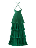 A-Line Tiered Floor Length Chiffon Bridesmaid Dress