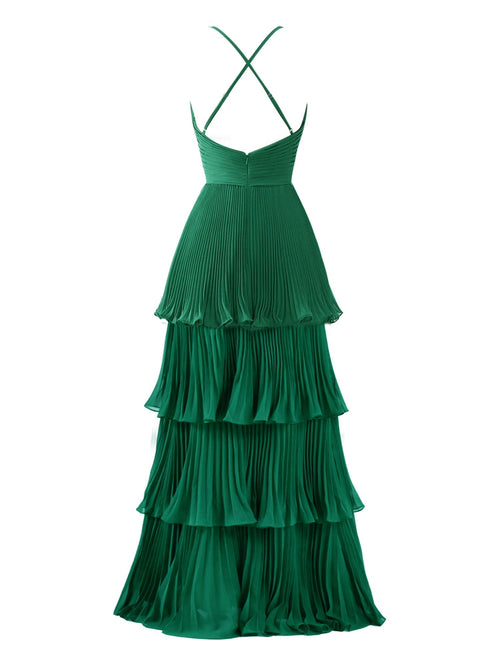 A-Line Tiered Floor Length Chiffon Bridesmaid Dress