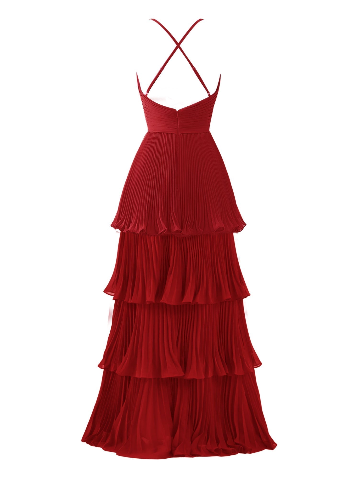 A-Line Tiered Floor Length Chiffon Bridesmaid Dress