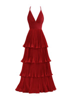 A-Line Tiered Floor Length Chiffon Bridesmaid Dress