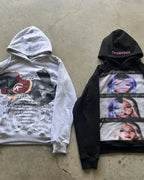 Dark Informal Print Oversized Hoodie