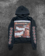 Dark Informal Print Oversized Hoodie