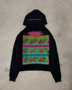 Dark Informal Print Oversized Hoodie