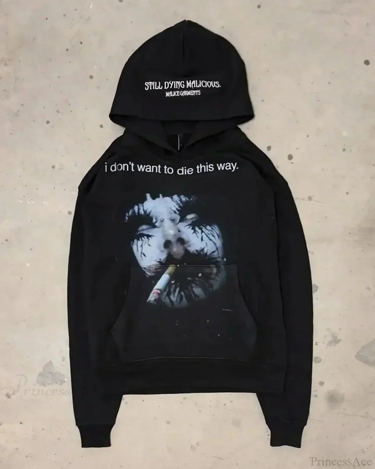 Dark Informal Print Oversized Hoodie