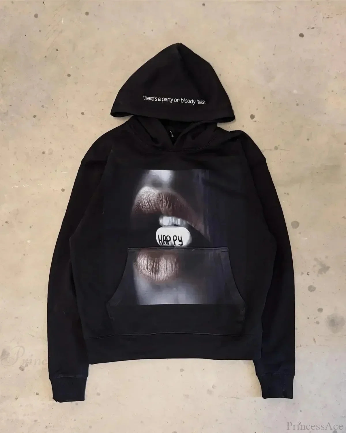 Dark Informal Print Oversized Hoodie