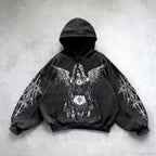 Dark Oversized Design Zip Hoodie