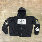 Dark Oversized Design Zip Hoodie