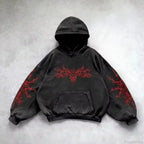Dark Oversized Design Zip Hoodie
