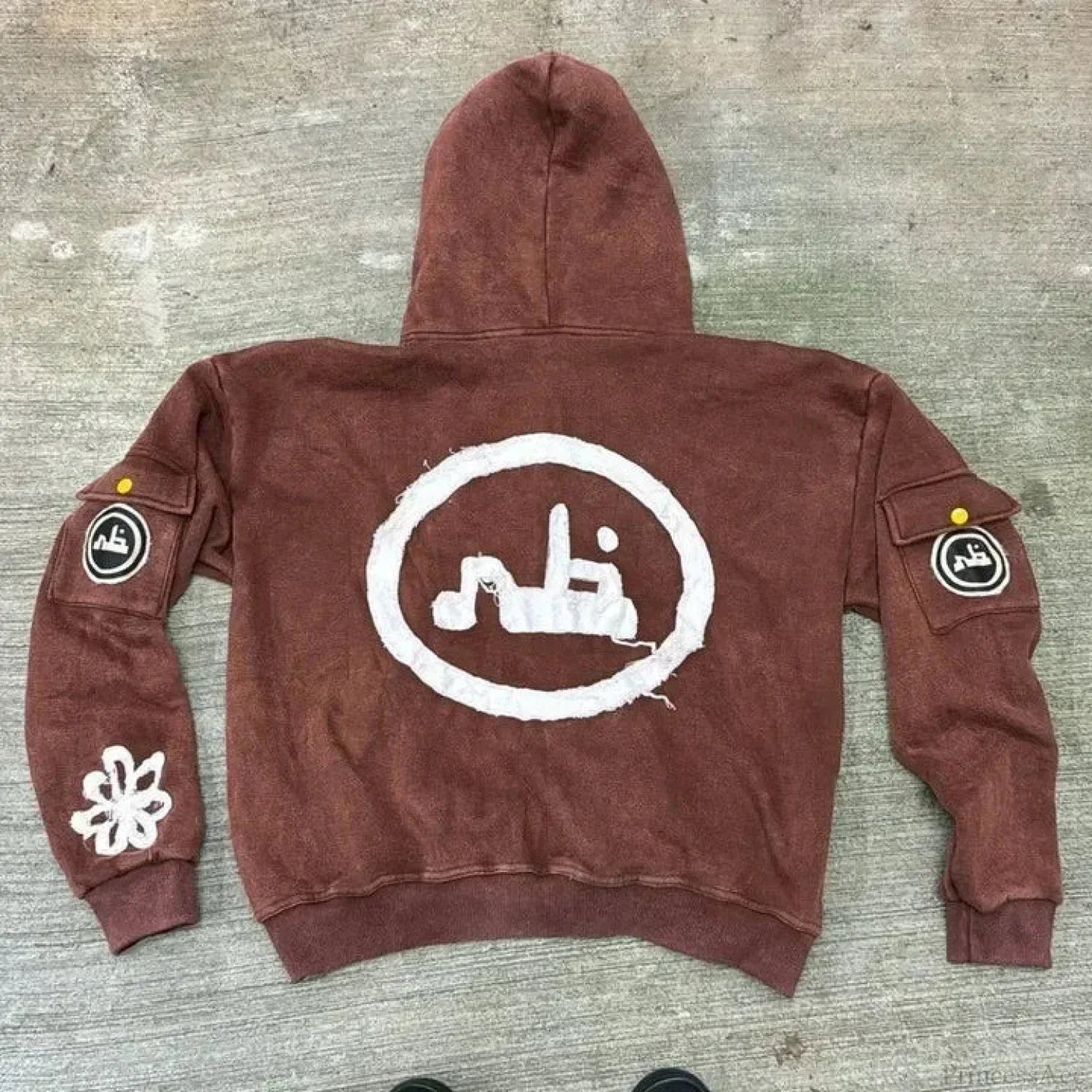 Dark Oversized Design Zip Hoodie
