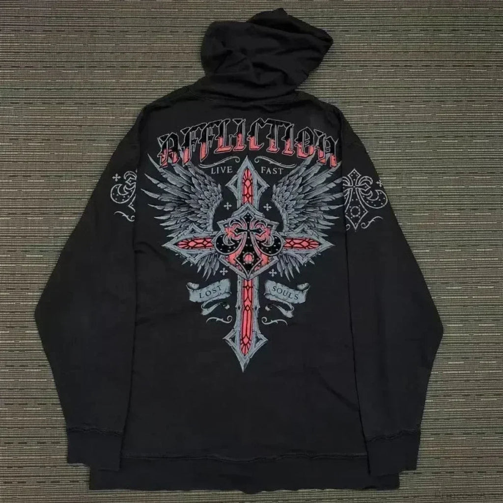 Dark Skull Oversized Zip Hoodie