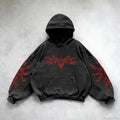 Dark Vintage Print Zip Hoodie
