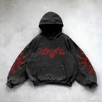 Dark Vintage Print Zip Hoodie