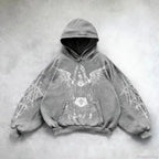 Dark Vintage Print Zip Hoodie