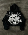 Dark Zipper Joined Vintage Hoodie