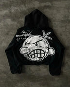 Dark Zipper Joined Vintage Hoodie
