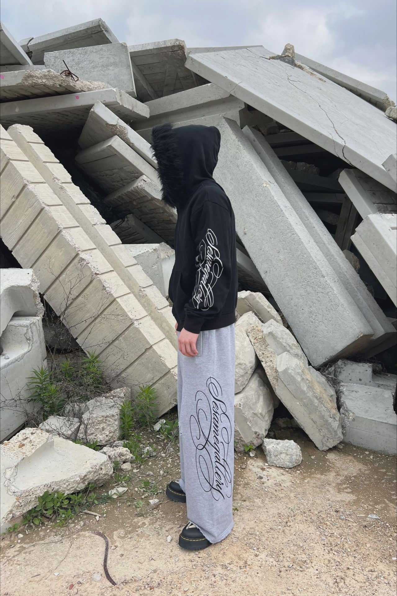 Y2K Fur Collar Letter Print Hoodie