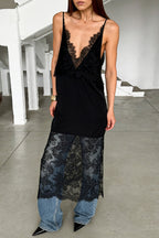 Sexy Lace V Neck Elegant Midi Blouse