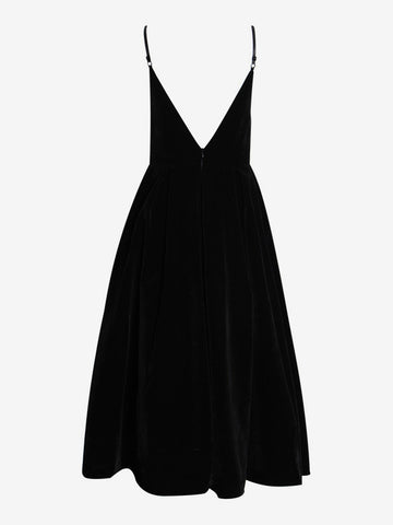 Vestido de terciopelo con escote en V y tirantes finos, espalda en V, para fiesta de graduación, midi 