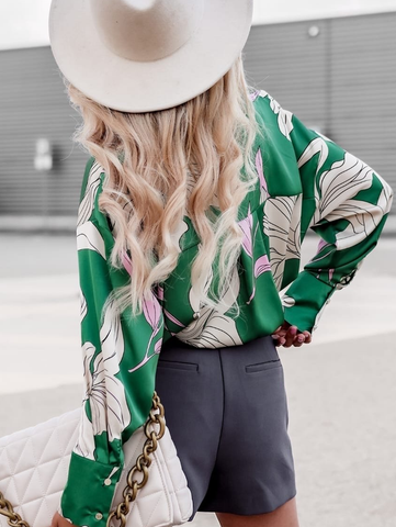 Women's Spring Summer Printed Elegant Professional Long Sleeve Shirt – Floral Print Blouse