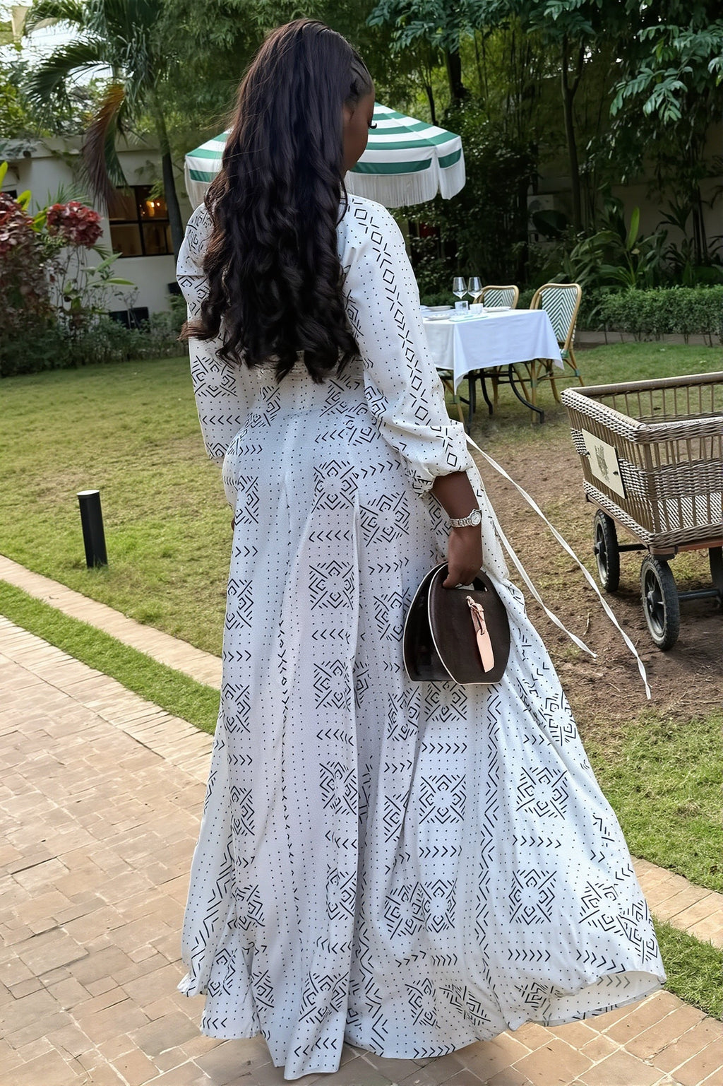 Casual Stand Collar Button Maxi Dress