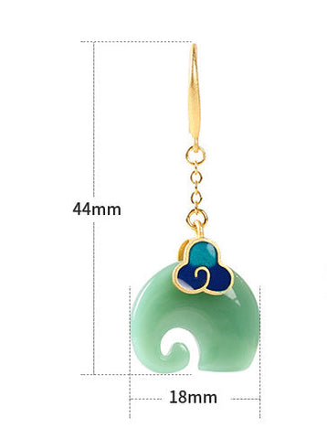 Elephant Imitation Hetian Jade Vintage Style Earrings