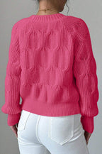 Solid Long-Sleeve Bow-Knot Knit Cardigan