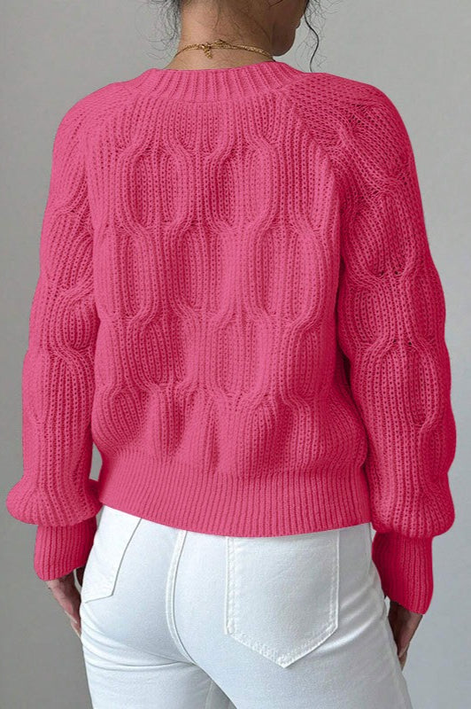 Solid Long-Sleeve Bow-Knot Knit Cardigan