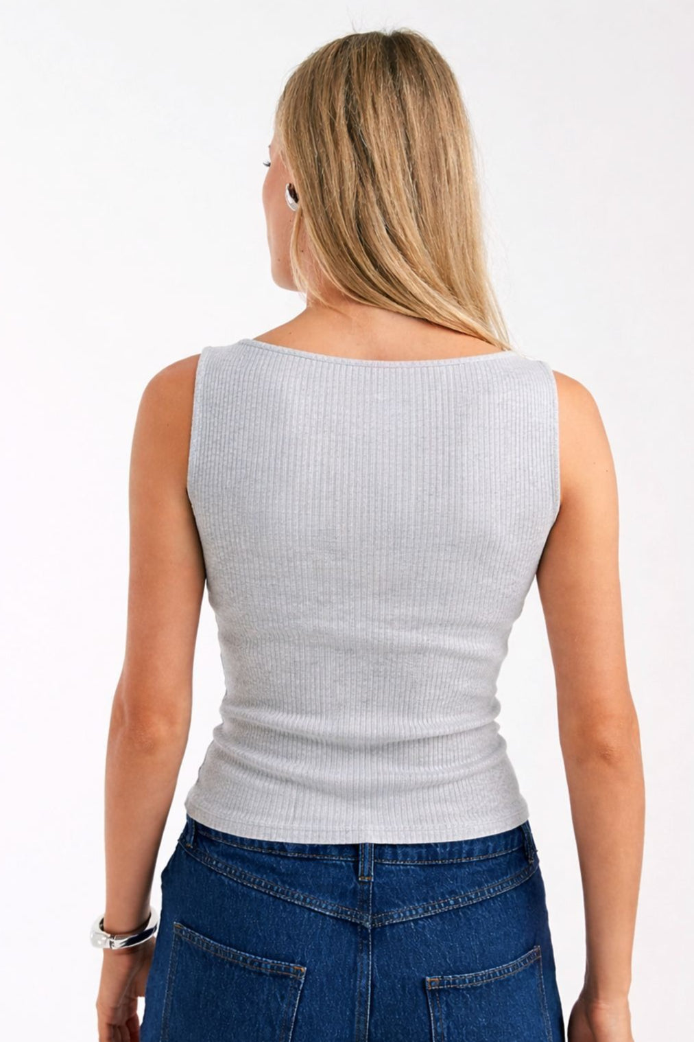 Polka Dot Ribbed Halter Tank Top