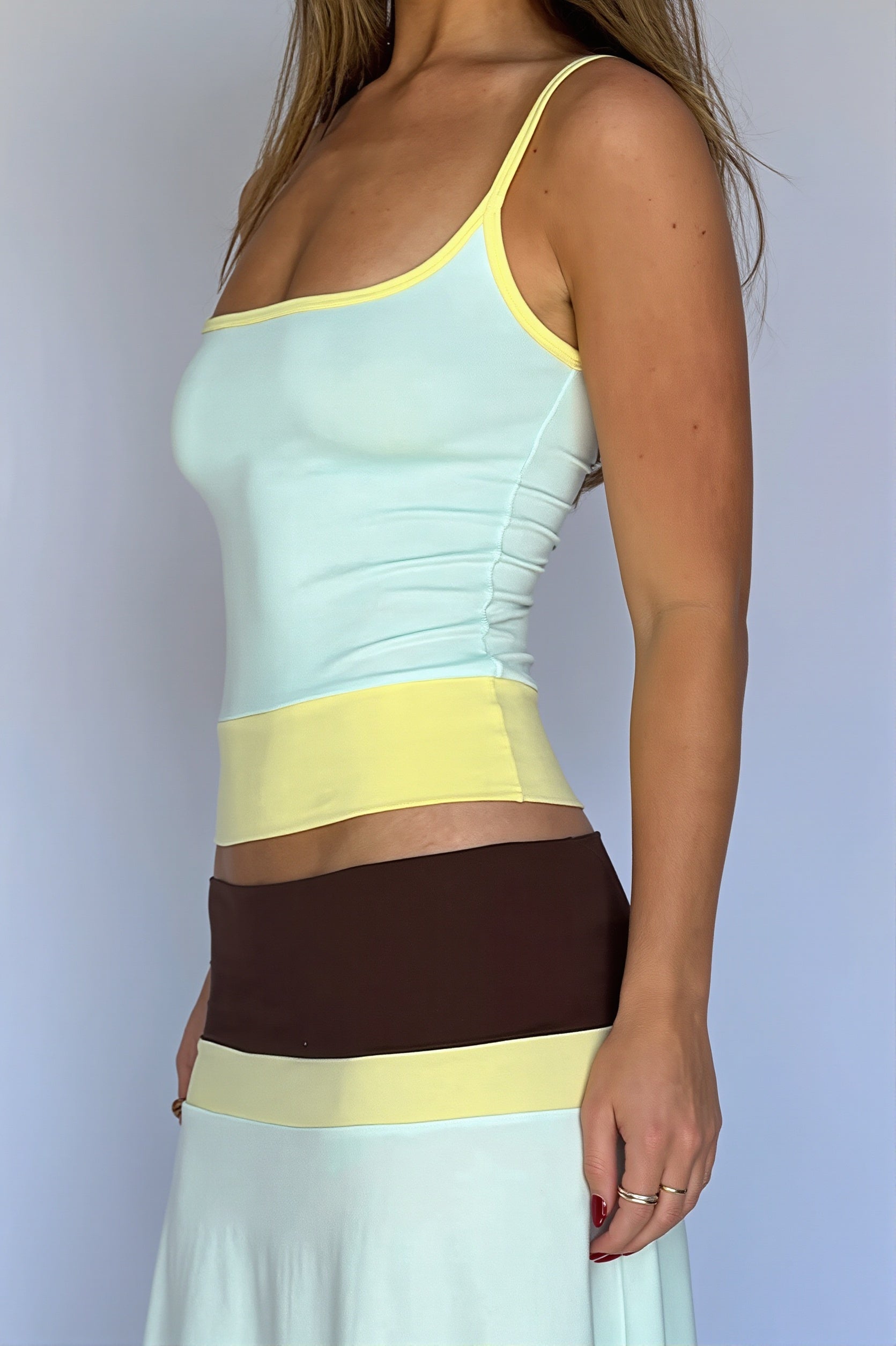 Casual Morandi Color Contrast Cami Top
