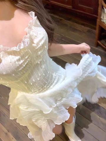 Vestido midi irregular con tirantes finos y volantes Y2K para mujer, novedad de verano, ajustado, estilo Fairycore, para fiesta de cumpleaños y graduación 