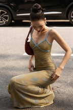 Sexy Floral Print Cami Chinese Style Maxi Dress