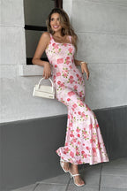 Pink Floral Sweet Girly Cami Maxi Dress