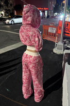 Pink Camo Zip Hoodie Two Piece Set