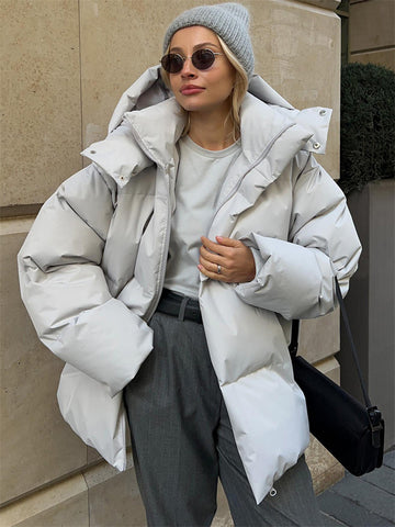 Tossy Lose Hoodie Winter Outwear Parkas Weibliche Zipper High Street Tasche Mode Strickjacke Patchwork Für Frauen Mantel Parkas 2023 